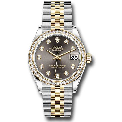 Rolex Steel and Yellow Gold Datejust 31 Watch - Diamond Bezel - Dark Grey Diamond Dial - Jubilee Bracelet - 278383RBR dkgdj