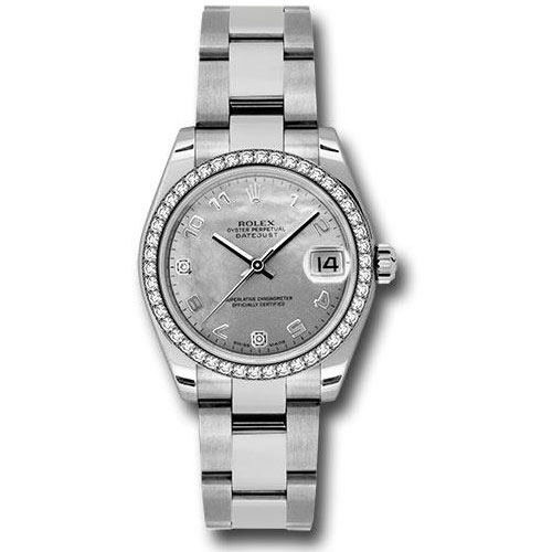 Rolex Steel and White Gold Datejust 31 Watch - 46 Diamond Bezel - White Goldust Mother-Of-Pearl Arabic Dial - Oyster Bracelet - 178384 wgdmdao