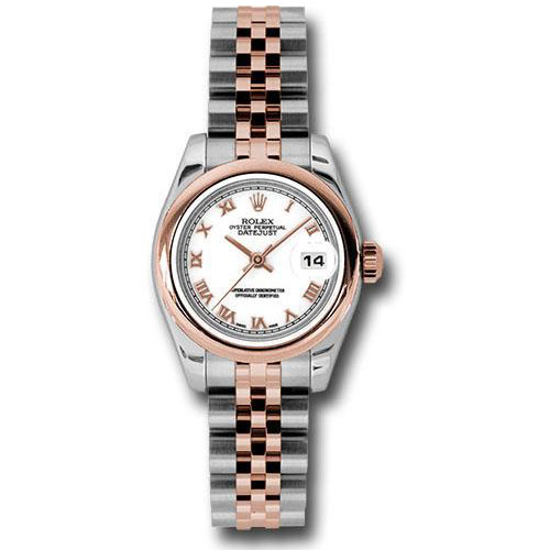 Rolex Steel and Everose Gold Rolesor Lady Datejust 26 Watch - Domed Bezel - White Roman Dial - Jubilee Bracelet - 179161 wrj