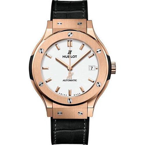 Hublot Classic Fusion King Gold Opalin Watch - 38 mm - Opaline Ed Dial - Black Rubber and Leather Strap-565.OX.2611.LR