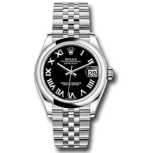 Rolex Steel and White Gold Datejust 31 Watch - Domed Bezel - Black Roman Dial - Jubilee Bracelet - 2020 Release - 278240 bkrj