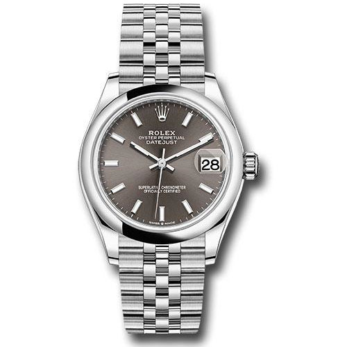 Rolex Steel and White Gold Datejust 31 Watch - Domed Bezel - Dark Grey Index Dial - Jubilee Bracelet - 2020 Release - 278240 dkgij
