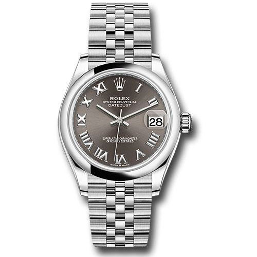 Rolex Steel and White Gold Datejust 31 Watch - Domed Bezel - Dark Grey Roman Dial - Jubilee Bracelet - 2020 Release - 278240 dkgrj