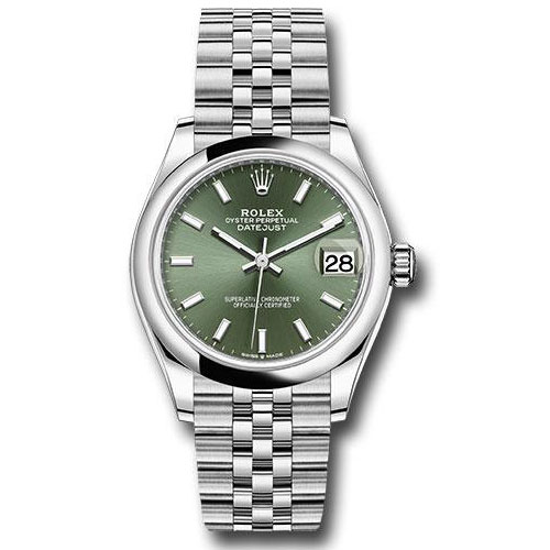 Rolex Steel and White Gold Datejust 31 Watch - Domed Bezel - Mint Green Index Dial - Jubilee Bracelet - 2020 Release - 278240 mgij