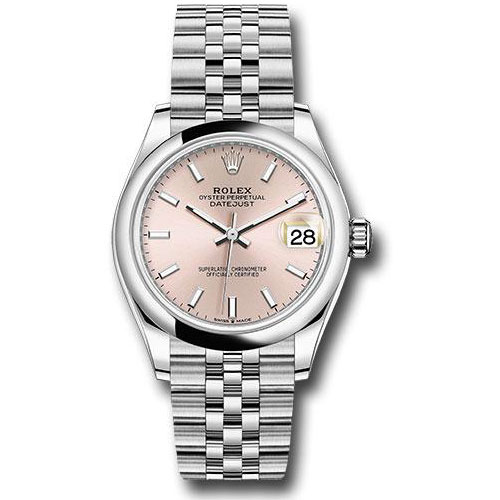 Rolex Steel and White Gold Datejust 31 Watch - Domed Bezel - Pink Index Dial - Jubilee Bracelet - 2020 Release - 278240 pij