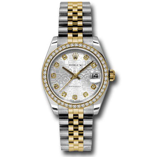 Rolex Steel and Yellow Gold Datejust 31 Watch - 46 Diamond Bezel - Silver Jubilee Diamond Dial - Jubilee Bracelet - 178383 sjdj