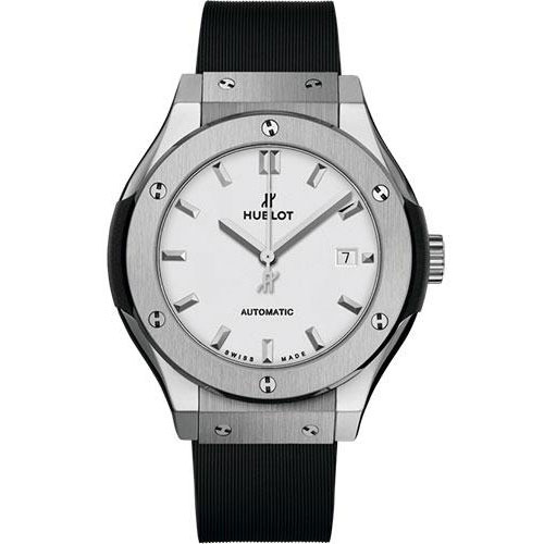 Hublot Classic Fusion Titanium Opalin Watch - 33 mm - Opaline Ed Dial - Black Rubber and Leather Strap-582.NX.2610.RX