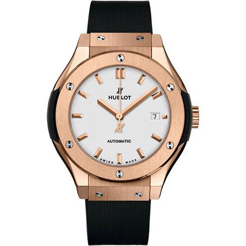 Hublot Classic Fusion King Gold Opalin Watch - 33 mm - Opaline Ed Dial - Black Rubber and Leather Strap-582.OX.2610.RX