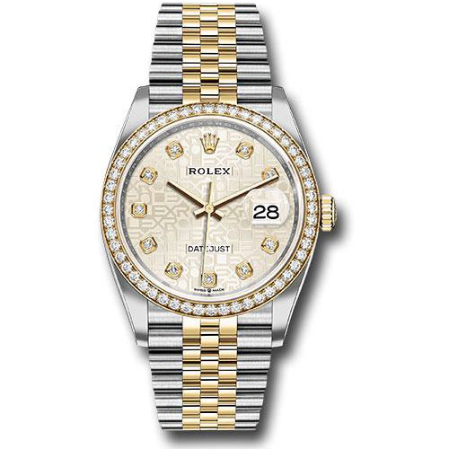 Rolex Steel and Yellow Gold Rolesor Datejust 36 Watch - Yellow Diamond Bezel - Silver Jubilee Diamond Dial - Jubilee Bracelet - 126283RBR sjdj