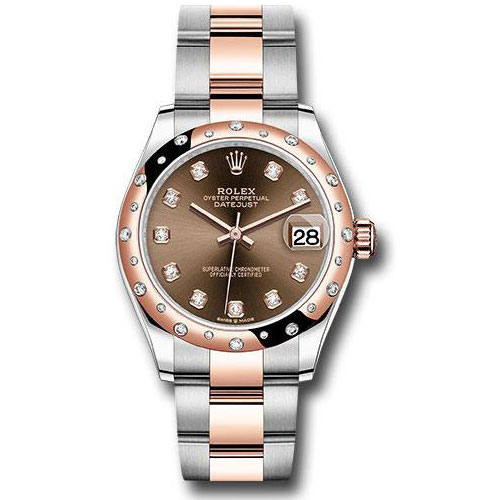 Rolex Steel and Everose Gold Datejust 31 Watch - 24 Diamond Bezel - White Roman Dial - Oyster Bracelet - 278341RBR chodo