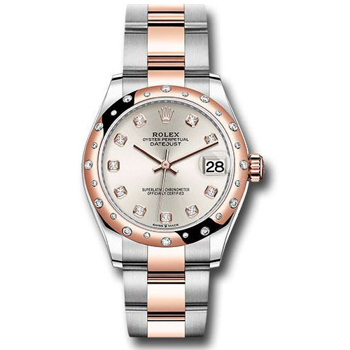 Rolex Steel and Everose Gold Datejust 31 Watch - 24 Diamond Bezel - Rose Diamond Dial - Oyster Bracelet - 278341RBR sdo