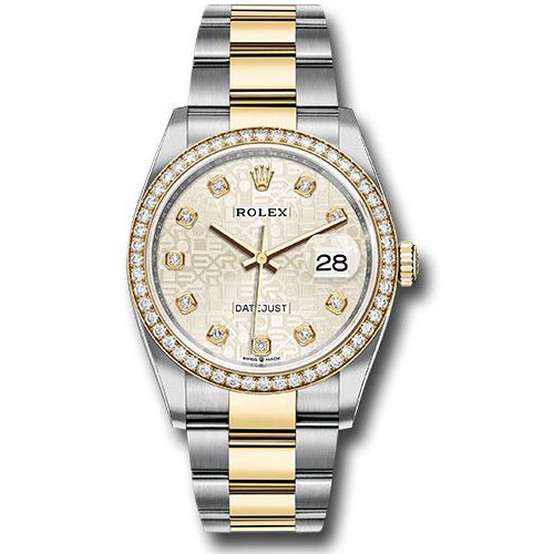 Rolex Steel and Yellow Gold Rolesor Datejust 36 Watch - Diamond Bezel - Silver Jubilee Diamond Dial - Oyster Bracelet - 126283RBR sjdo