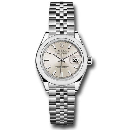 Rolex Steel Lady-Datejust 28 Watch - Domed Bezel - Silver Index Dial - Jubilee Bracelet - 279160 sij