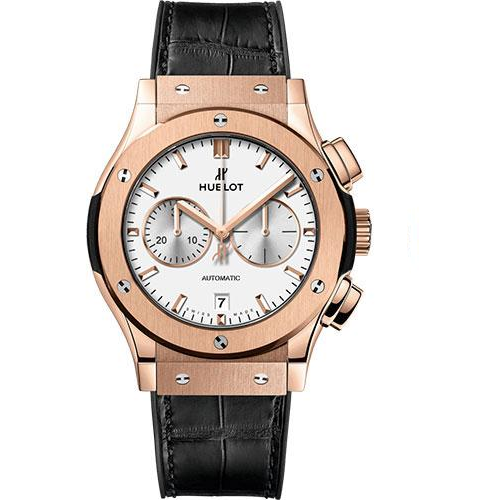 Hublot Classic Fusion Chronograph King Gold Opalin Watch - 42 mm - Opaline Ed Dial - Black Rubber and Leather Strap-541.OX.2611.LR
