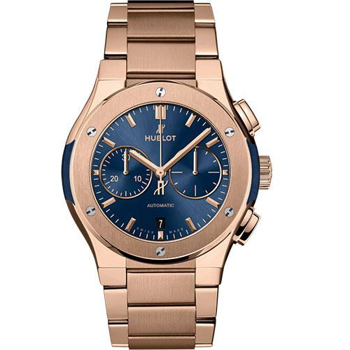 Hublot Classic Fusion Blue Chronograph King Gold Bracelet Watch - 42 mm - Blue Dial-540.OX.7180.OX