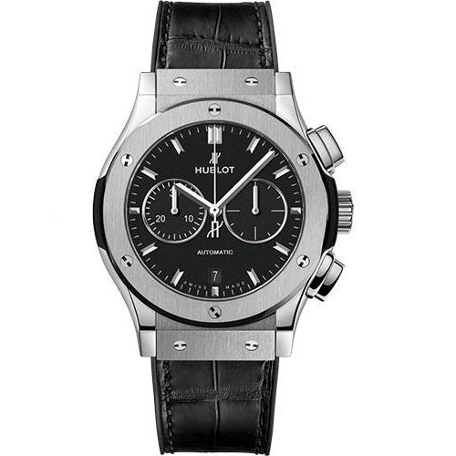 Hublot Classic Fusion Chronograph Titanium Watch - 45 mm - Black Dial - Black Lined Rubber Strap-521.NX.1171.RX