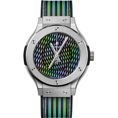 Hublot Classic Fusion Cruz Diez Titanium Watch - 38 mm - Cruz Diez Two-Level Dial - Black Rubber and Cruz Diez Leather Strap-565.NX.8900.VR.CZD19