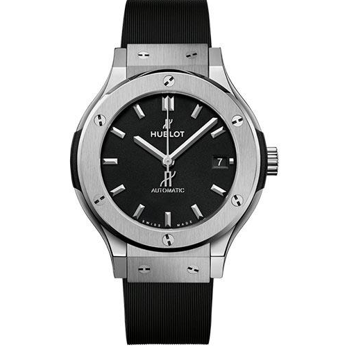 Hublot Classic Fusion Titanium Watch - 38 mm - Black Dial - Black Lined Rubber Strap-565.NX.1171.RX