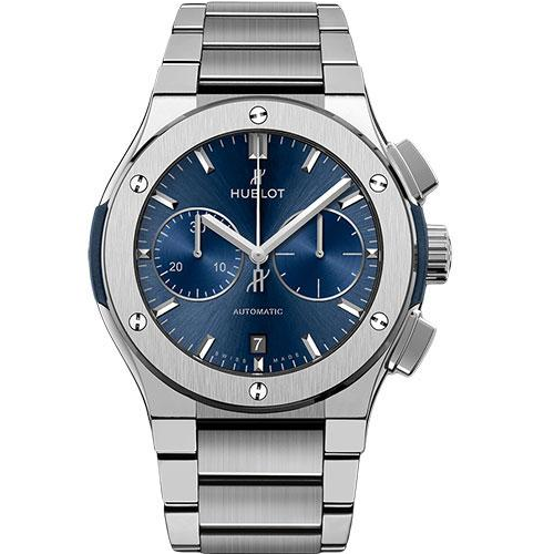 Hublot Classic Fusion Blue Chronograph Titanium Bracelet Watch-520.NX.7170.NX