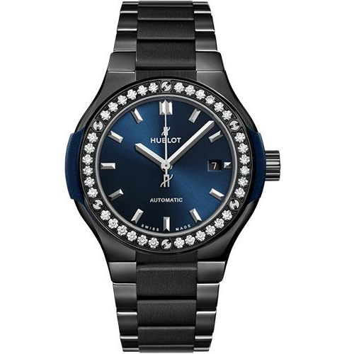 Hublot Classic Fusion Ceramic Blue Bracelet Diamonds Watch - 33 mm - Blue Dial-585.CM.7170.CM.1204