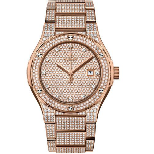 Hublot Classic Fusion Bracelet King Gold Full Pave Watch - 42 mm - Gem Set Dial-548.OX.9000.OX.3704