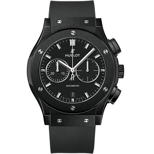 Hublot Classic Fusion Chronograph Black Magic Watch - 42 mm - Black Dial - Black Lined Rubber Strap-541.CM.1171.RX