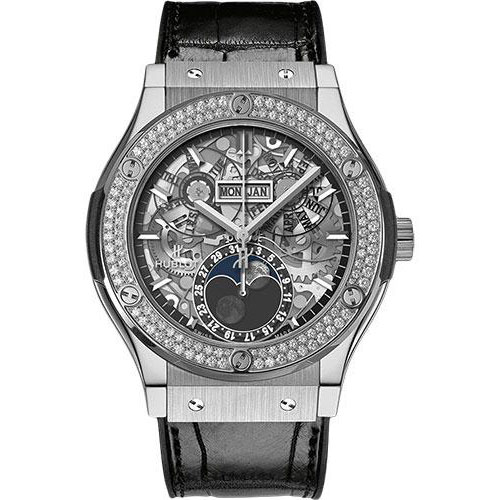 Hublot Classic Fusion Aerofusion Moonphase Titanium Diamonds Watch-517.NX.0170.LR.1104