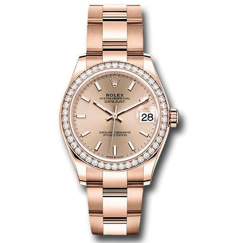Rolex Everose Gold Datejust 31 Watch - Diamond Bezel - Rose Index Dial - Oyster Bracelet - 278285RBR rsio