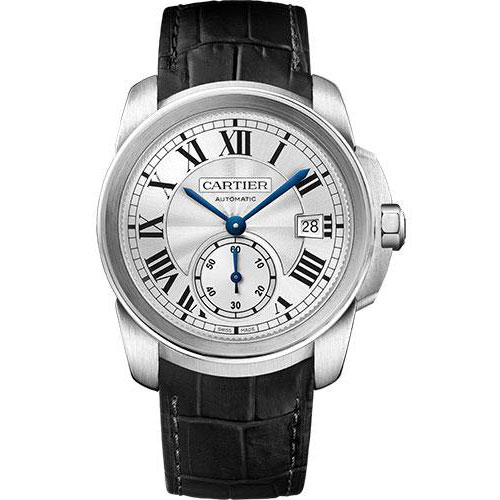 Cartier Calibre de Cartier Watch - 38 mm Steel Case - Silvered Dial - Black Alligator Strap - WSCA0003
