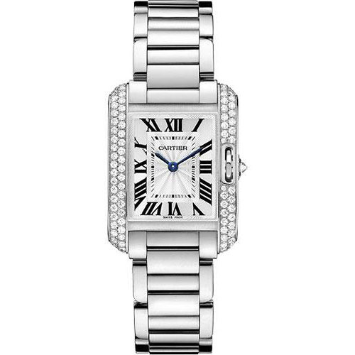 Cartier Tank Anglaise Watch - Small White Gold Diamond Case - WT100008