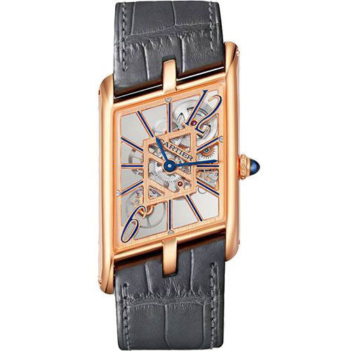 Cartier Tank Asymetrique Watch - 47.15 mm x 26.20 mm Rose Gold Case - Skeleton Dial - Brown And Dark Gray Alligator Straps Limited Edition of 100 - WHTA0011